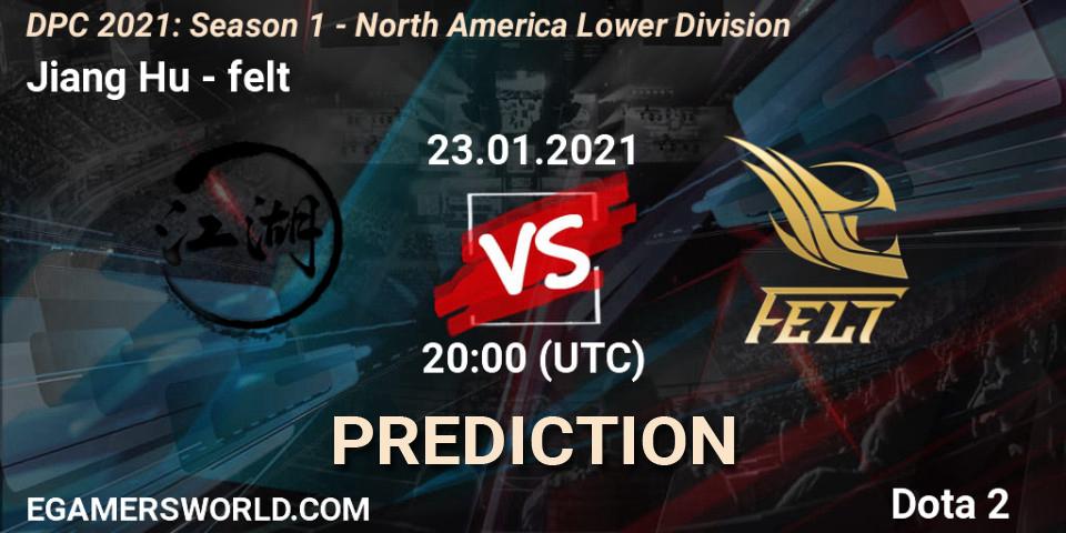 Pronósticos Jiang Hu - felt. 23.01.2021 at 20:40. DPC 2021: Season 1 - North America Lower Division - Dota 2