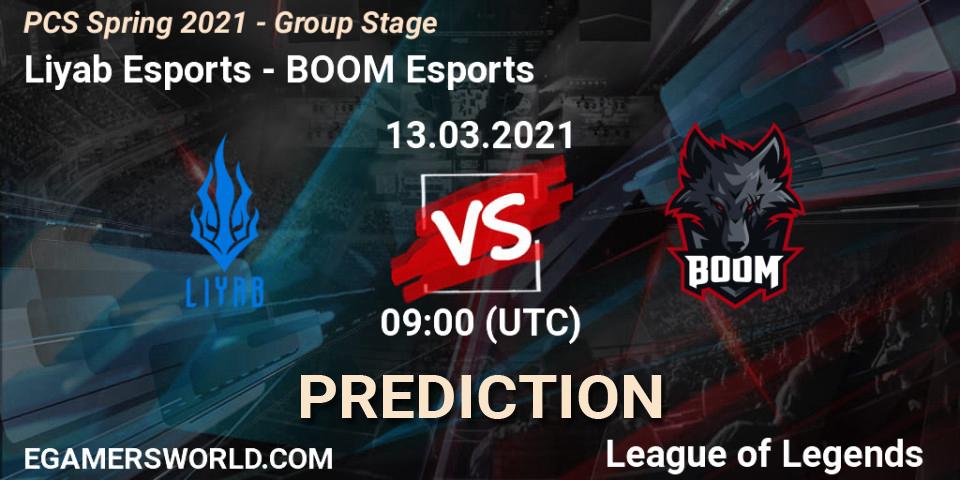 Pronósticos Liyab Esports - BOOM Esports. 13.03.2021 at 09:00. PCS Spring 2021 - Group Stage - LoL