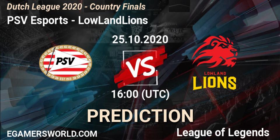 Pronósticos PSV Esports - LowLandLions. 25.10.2020 at 17:03. Dutch League 2020 - Country Finals - LoL