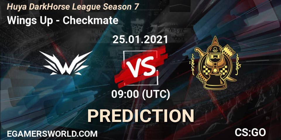 Pronósticos Wings Up - Checkmate. 25.01.2021 at 09:00. Huya DarkHorse League Season 7 - Counter-Strike (CS2)