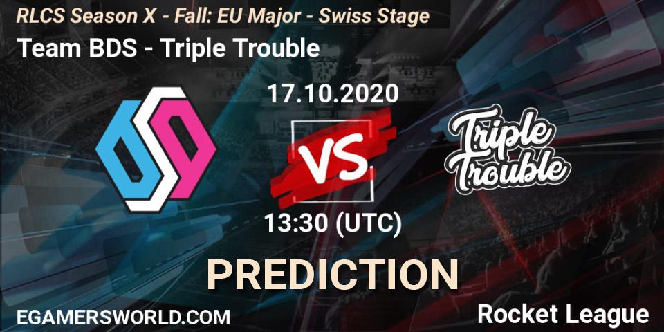 Pronósticos Team BDS - Triple Trouble. 17.10.2020 at 13:30. RLCS Season X - Fall: EU Major - Swiss Stage - Rocket League