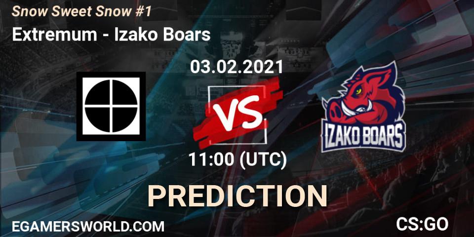 Pronósticos Extremum - Izako Boars. 03.02.2021 at 11:30. Snow Sweet Snow #1 - Counter-Strike (CS2)