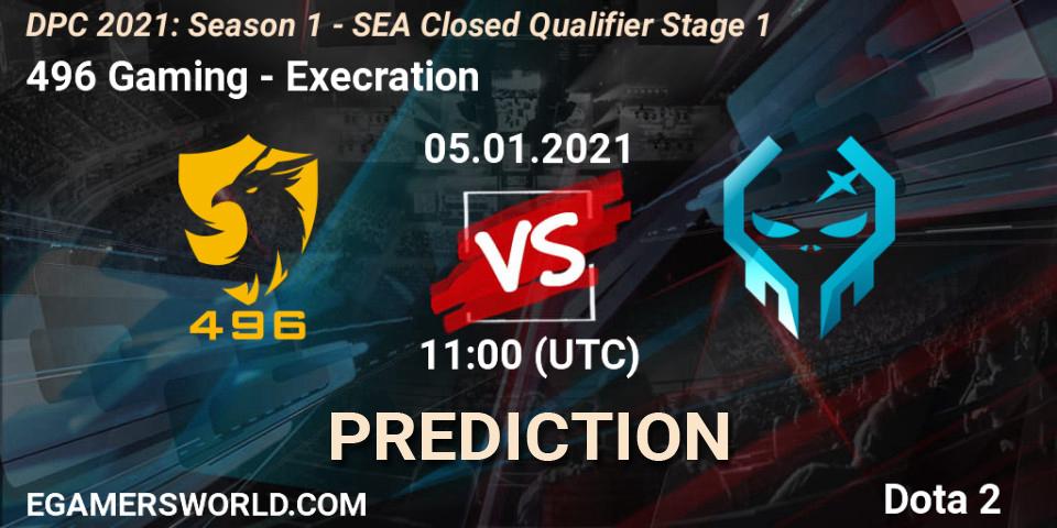 Pronósticos 496 Gaming - Execration. 05.01.2021 at 09:37. DPC 2021: Season 1 - SEA Closed Qualifier Stage 1 - Dota 2