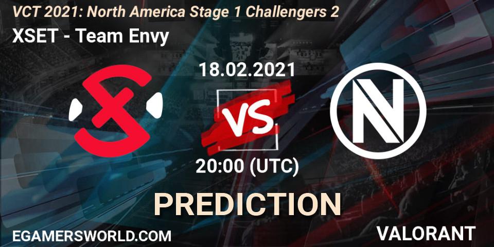 Pronósticos XSET - Team Envy. 20.02.2021 at 20:00. VCT 2021: North America Stage 1 Challengers 2 - VALORANT
