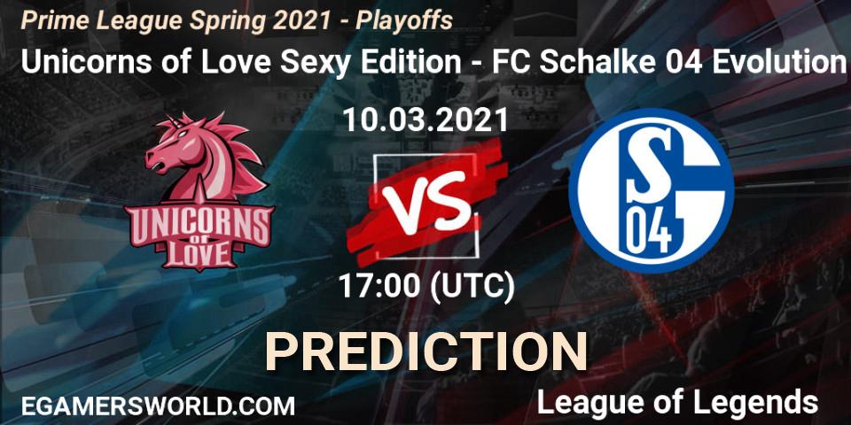 Pronósticos Unicorns of Love Sexy Edition - FC Schalke 04 Evolution. 10.03.21. Prime League Spring 2021 - Playoffs - LoL