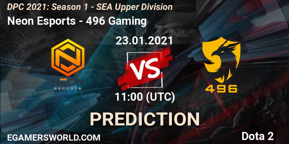 Pronósticos Neon Esports - 496 Gaming. 23.01.21. DPC 2021: Season 1 - SEA Upper Division - Dota 2