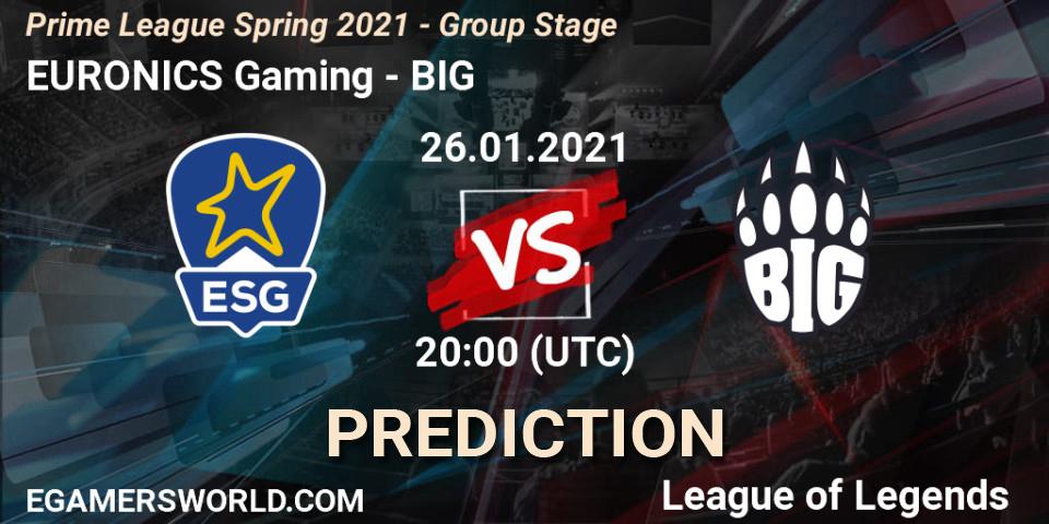 Pronósticos EURONICS Gaming - BIG. 26.01.21. Prime League Spring 2021 - Group Stage - LoL