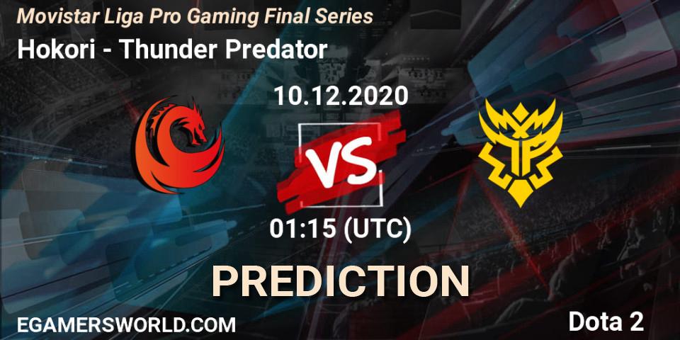 Pronósticos Hokori - Thunder Predator. 10.12.20. Movistar Liga Pro Gaming Final Series - Dota 2