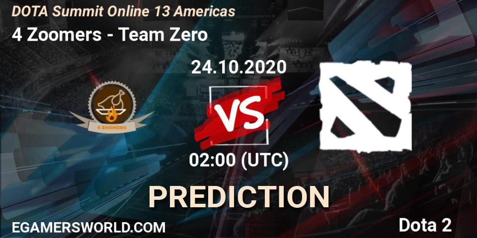 Pronósticos 4 Zoomers - Team Zero. 24.10.2020 at 01:51. DOTA Summit 13: Americas - Dota 2