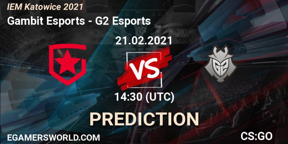Pronósticos Gambit Esports - G2 Esports. 21.02.2021 at 14:30. IEM Katowice 2021 - Counter-Strike (CS2)