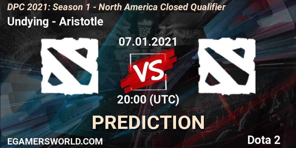Pronósticos Undying - Aristotle. 07.01.2021 at 20:29. DPC 2021: Season 1 - North America Closed Qualifier - Dota 2