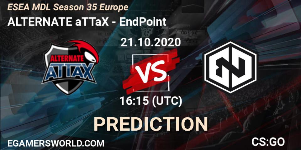 Pronósticos ALTERNATE aTTaX - EndPoint. 21.10.2020 at 16:15. ESEA MDL Season 35 Europe - Counter-Strike (CS2)