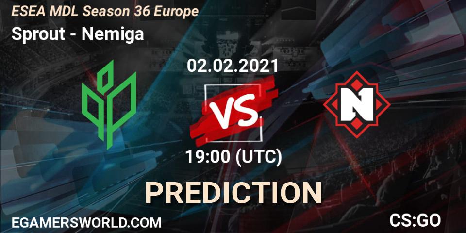 Pronósticos Sprout - Nemiga. 02.02.21. MDL ESEA Season 36: Europe - Premier division - CS2 (CS:GO)