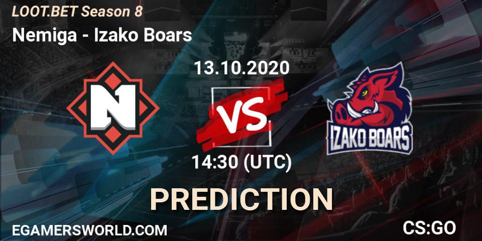 Pronósticos Nemiga - Izako Boars. 13.10.2020 at 14:30. LOOT.BET Season 8 - Counter-Strike (CS2)