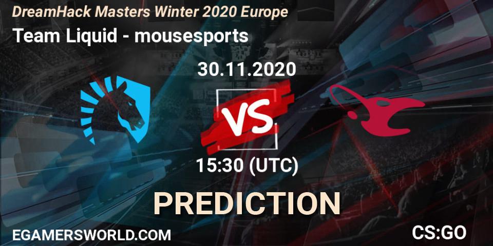 Pronósticos Team Liquid - mousesports. 30.11.20. DreamHack Masters Winter 2020 Europe - CS2 (CS:GO)