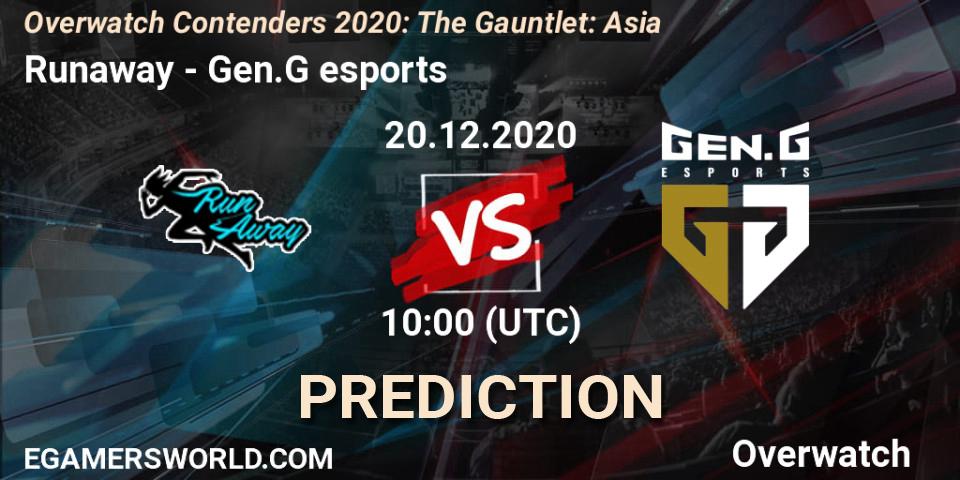Pronósticos Runaway - Gen.G esports. 20.12.20. Overwatch Contenders 2020: The Gauntlet: Asia - Overwatch