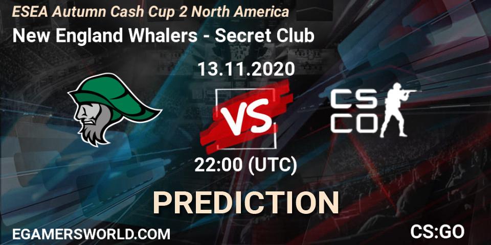 Pronósticos New England Whalers - Secret Club. 13.11.20. ESEA Autumn Cash Cup 2 North America - CS2 (CS:GO)