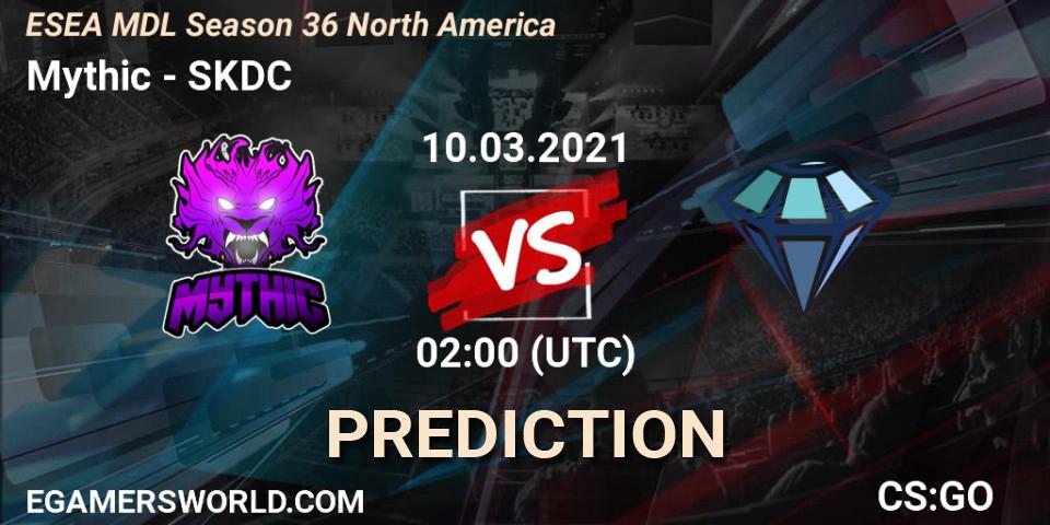 Pronósticos Mythic - SKDC. 10.03.2021 at 02:00. MDL ESEA Season 36: North America - Premier Division - Counter-Strike (CS2)
