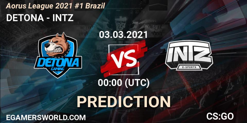 Pronósticos DETONA - INTZ. 03.03.2021 at 00:10. Aorus League 2021 #1 Brazil - Counter-Strike (CS2)