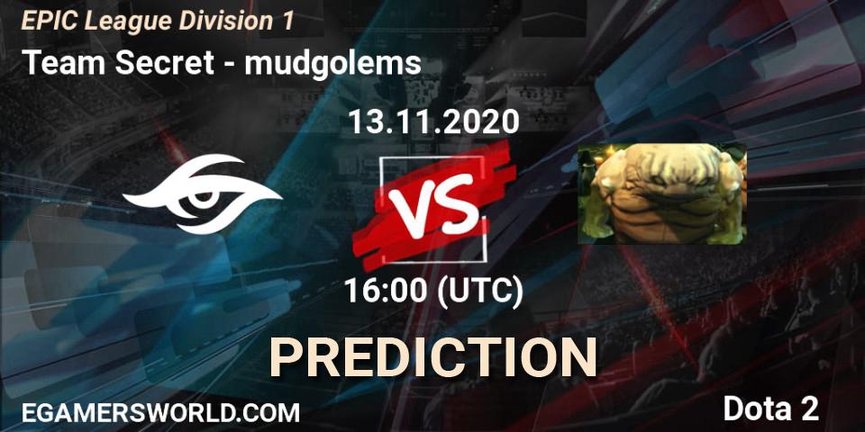 Pronósticos Team Secret - mudgolems. 13.11.2020 at 16:54. EPIC League Division 1 - Dota 2
