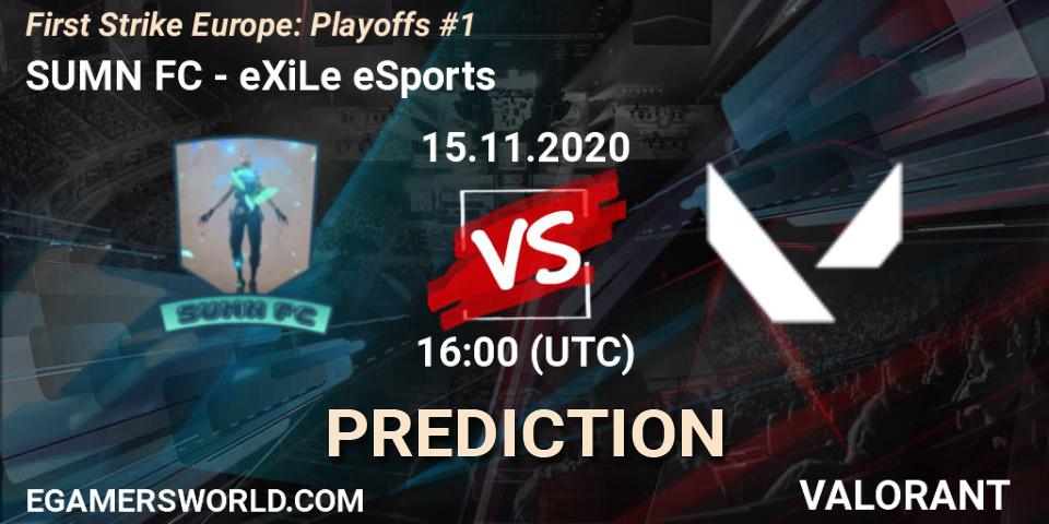 Pronósticos SUMN FC - eXiLe eSports. 15.11.20. First Strike Europe: Playoffs #1 - VALORANT