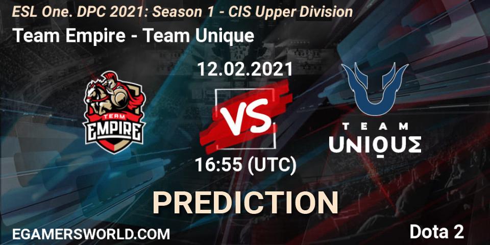 Pronósticos Team Empire - Team Unique. 12.02.21. ESL One. DPC 2021: Season 1 - CIS Upper Division - Dota 2