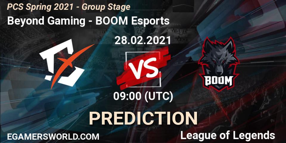 Pronósticos Beyond Gaming - BOOM Esports. 28.02.2021 at 08:50. PCS Spring 2021 - Group Stage - LoL