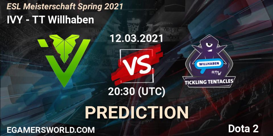Pronósticos IVY - TT Willhaben. 12.03.2021 at 20:14. ESL Meisterschaft Spring 2021 - Dota 2