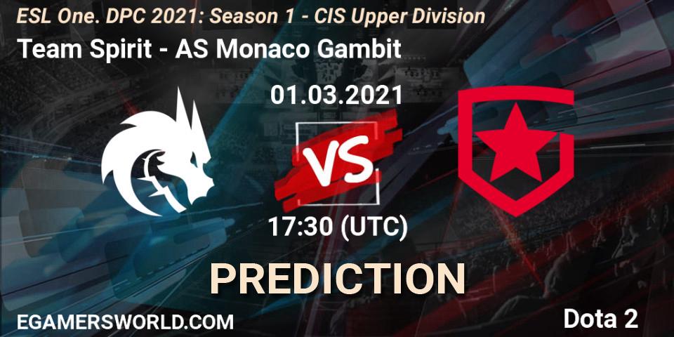 Pronósticos Team Spirit - AS Monaco Gambit. 28.02.21. ESL One. DPC 2021: Season 1 - CIS Upper Division - Dota 2
