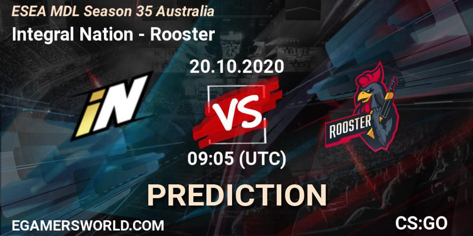 Pronósticos Integral Nation - Rooster. 20.10.2020 at 09:05. ESEA MDL Season 35 Australia - Counter-Strike (CS2)