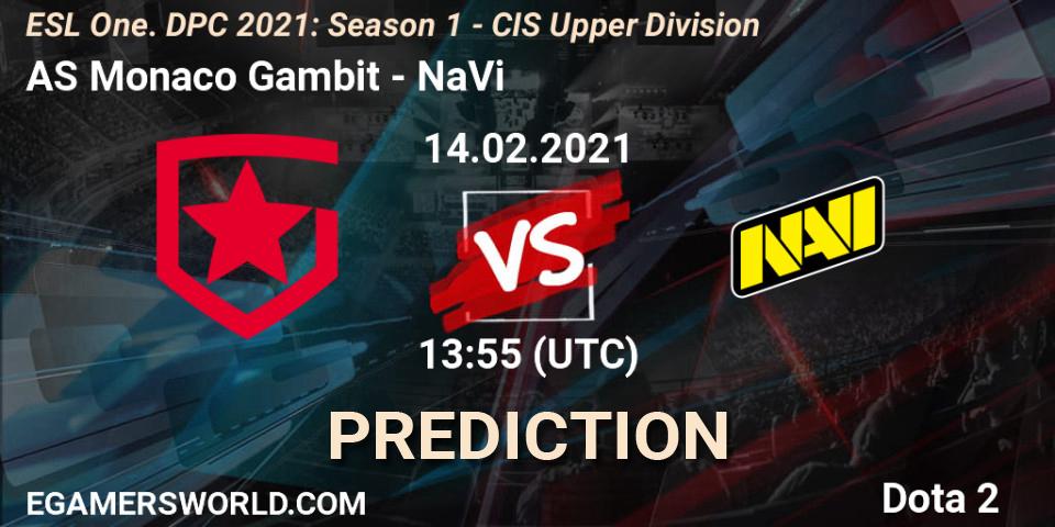 Pronósticos AS Monaco Gambit - NaVi. 14.02.21. ESL One. DPC 2021: Season 1 - CIS Upper Division - Dota 2