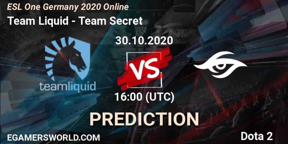 Pronósticos Team Liquid - Team Secret. 30.10.20. ESL One Germany 2020 Online - Dota 2