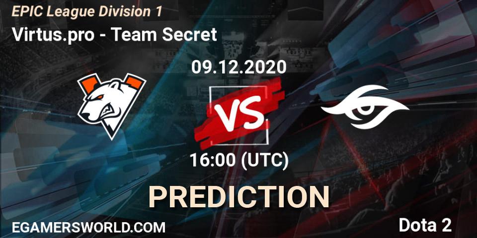 Pronósticos Virtus.pro - Team Secret. 09.12.20. EPIC League Division 1 - Dota 2