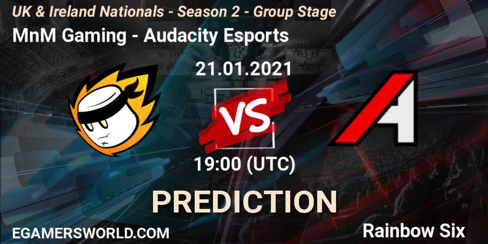 Pronósticos MnM Gaming - Audacity Esports. 21.01.2021 at 19:00. UK & Ireland Nationals - Season 2 - Group Stage - Rainbow Six