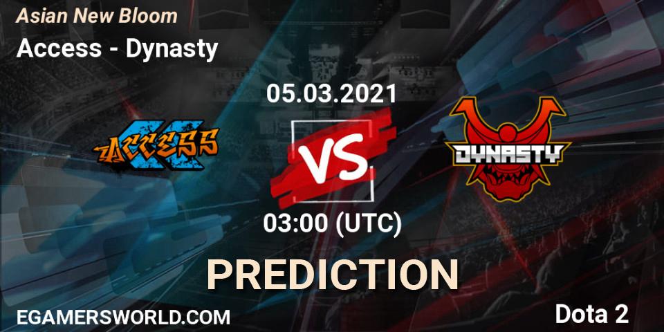 Pronósticos Access - Dynasty. 05.03.21. Asian New Bloom - Dota 2