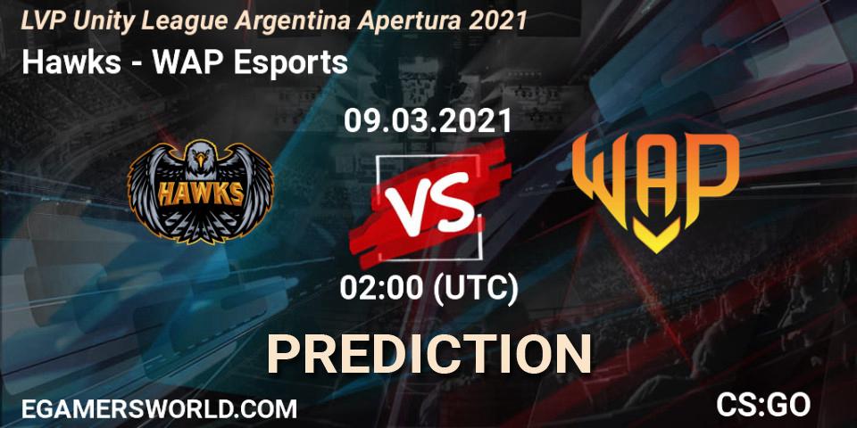 Pronósticos Hawks - WAP Esports. 09.03.21. LVP Unity League Argentina Apertura 2021 - CS2 (CS:GO)