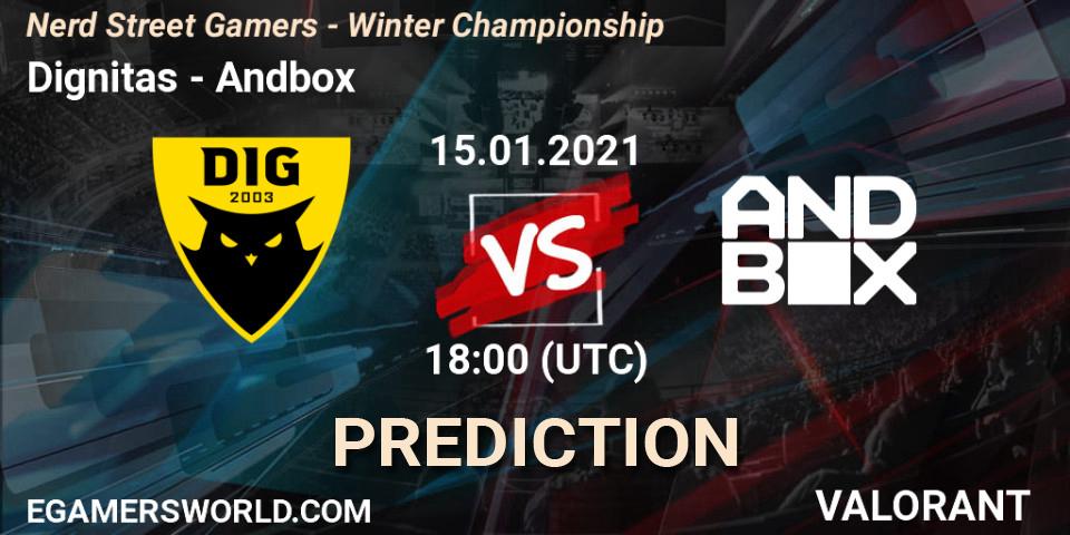 Pronósticos Dignitas - Andbox. 15.01.2021 at 18:00. Nerd Street Gamers - Winter Championship - VALORANT