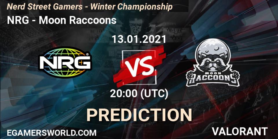 Pronósticos NRG - Moon Raccoons. 13.01.2021 at 23:00. Nerd Street Gamers - Winter Championship - VALORANT