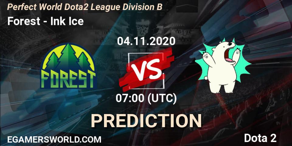 Pronósticos Forest - Ink Ice. 04.11.2020 at 07:00. Perfect World Dota2 League Division B - Dota 2