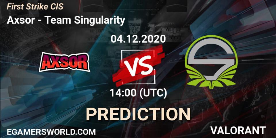 Pronósticos Axsor - Team Singularity. 04.12.2020 at 14:00. First Strike CIS - VALORANT