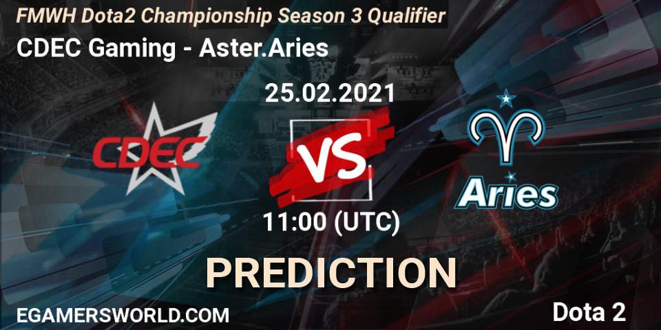 Pronósticos CDEC Gaming - Aster.Aries. 25.02.2021 at 10:53. FMWH Dota2 Championship Season 3 Qualifier - Dota 2