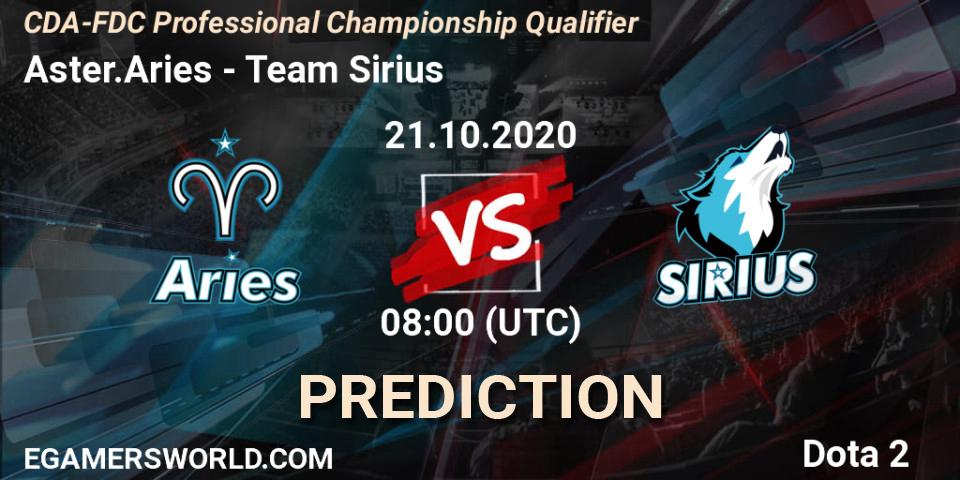Pronósticos Aster.Aries - Team Sirius. 21.10.2020 at 08:16. CDA-FDC Professional Championship Qualifier - Dota 2