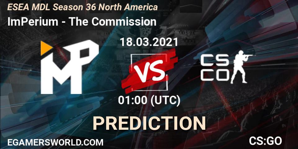 Pronósticos ImPerium - The Commission. 18.03.21. MDL ESEA Season 36: North America - Premier Division - CS2 (CS:GO)