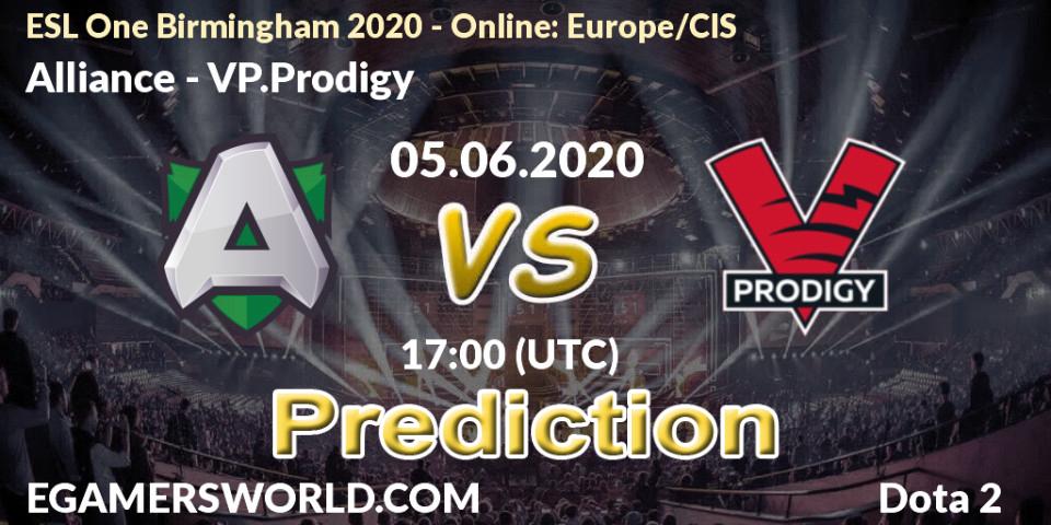 Pronósticos Alliance - VP.Prodigy. 05.06.2020 at 16:34. ESL One Birmingham 2020 - Online: Europe/CIS - Dota 2