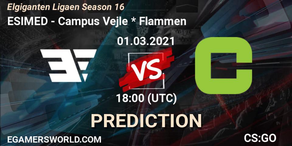 Pronósticos ESIMED - Campus Vejle * Flammen. 01.03.2021 at 18:00. Elgiganten Ligaen Season 16 - Counter-Strike (CS2)