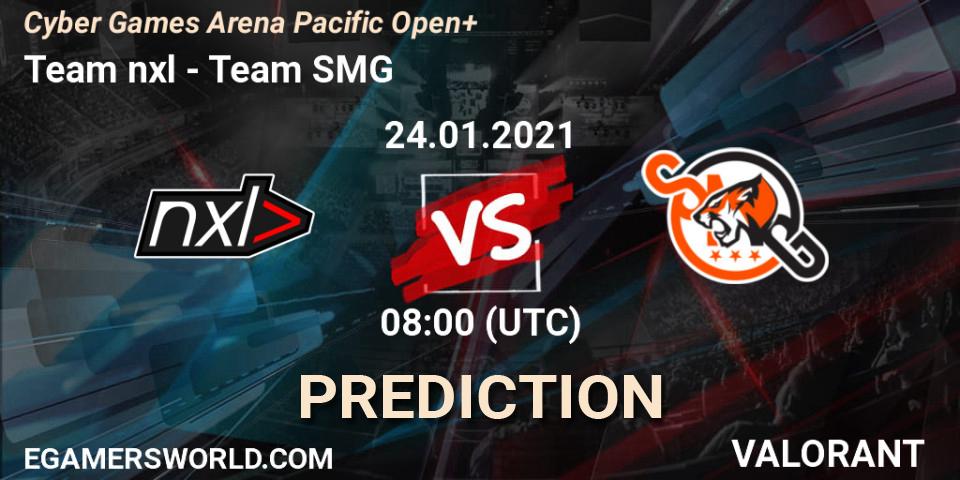 Pronósticos Team nxl - Team SMG. 24.01.2021 at 08:00. Cyber Games Arena Pacific Open+ - VALORANT