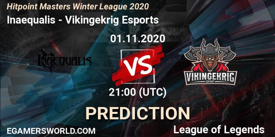 Pronósticos Inaequalis - Vikingekrig Esports. 01.11.2020 at 21:00. Hitpoint Masters Winter League 2020 - LoL