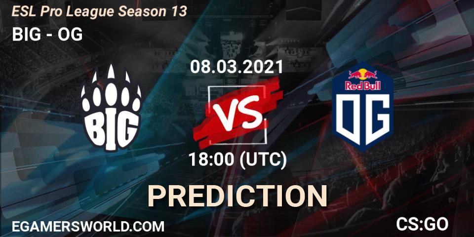 Pronósticos BIG - OG. 08.03.2021 at 18:00. ESL Pro League Season 13 - Counter-Strike (CS2)