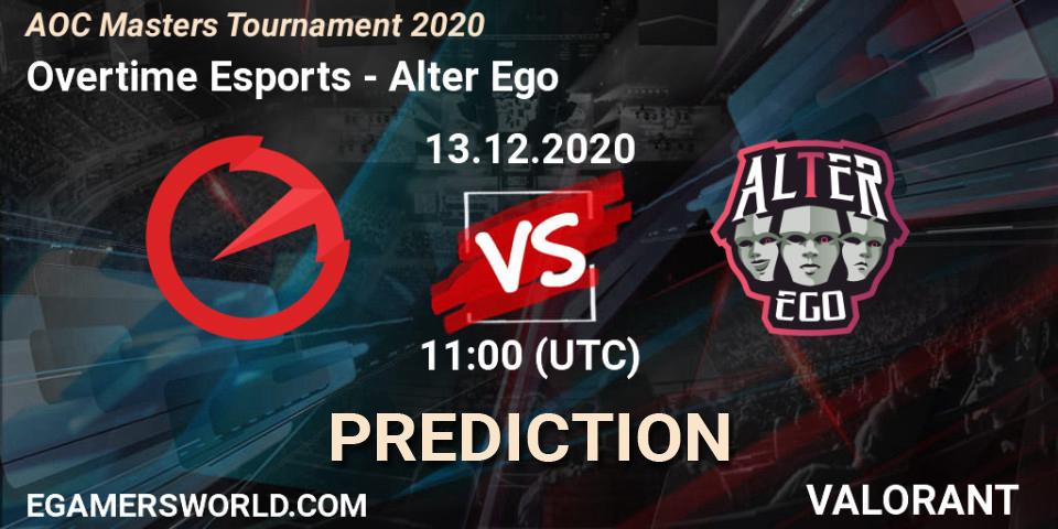 Pronósticos Overtime Esports - Alter Ego. 13.12.2020 at 11:00. AOC Masters Tournament 2020 - VALORANT