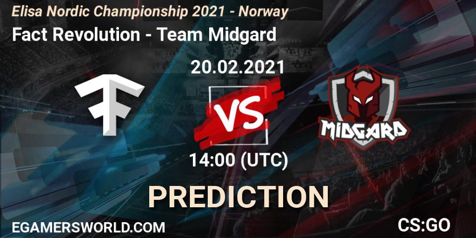 Pronósticos Fact Revolution - Team Midgard. 20.02.2021 at 14:00. Elisa Nordic Championship 2021 - Norway - Counter-Strike (CS2)